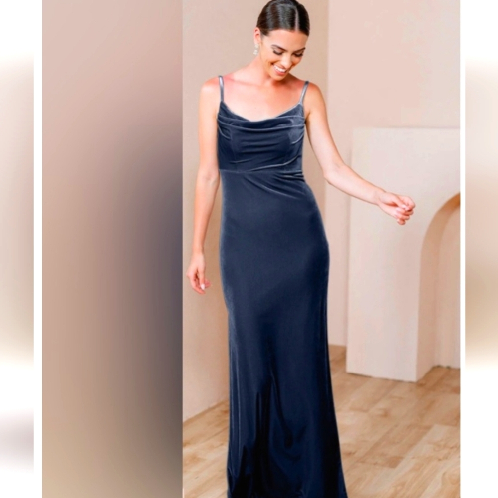 Revelry Skye Velvet Dress Blue Gray Size 6